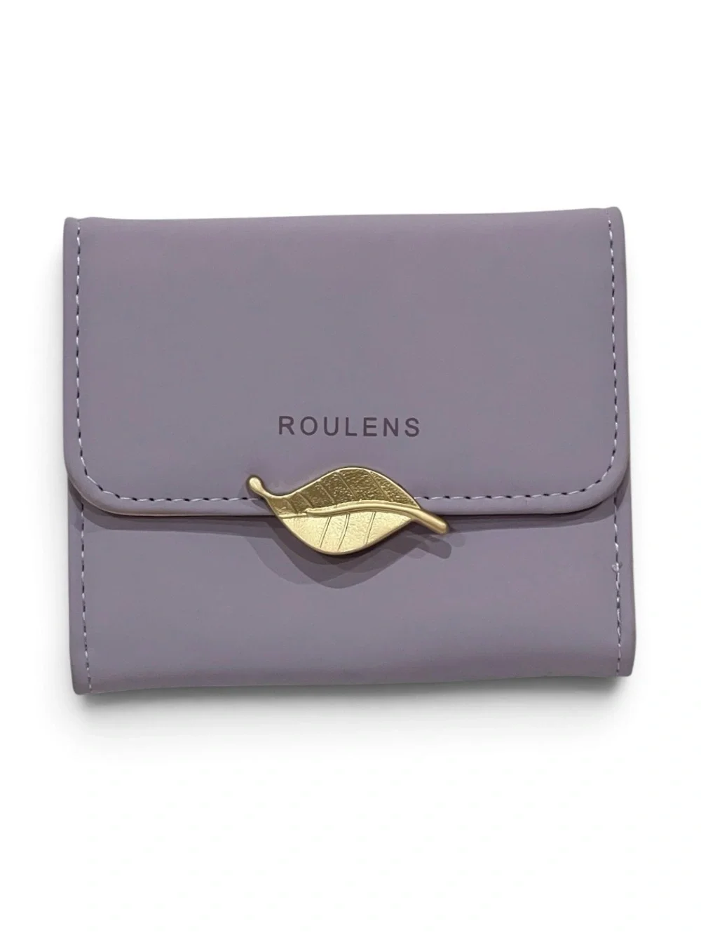 Roulens Lavender Purple RFID Blocking PU Leather Leaf Pendant Card Holder Wallet